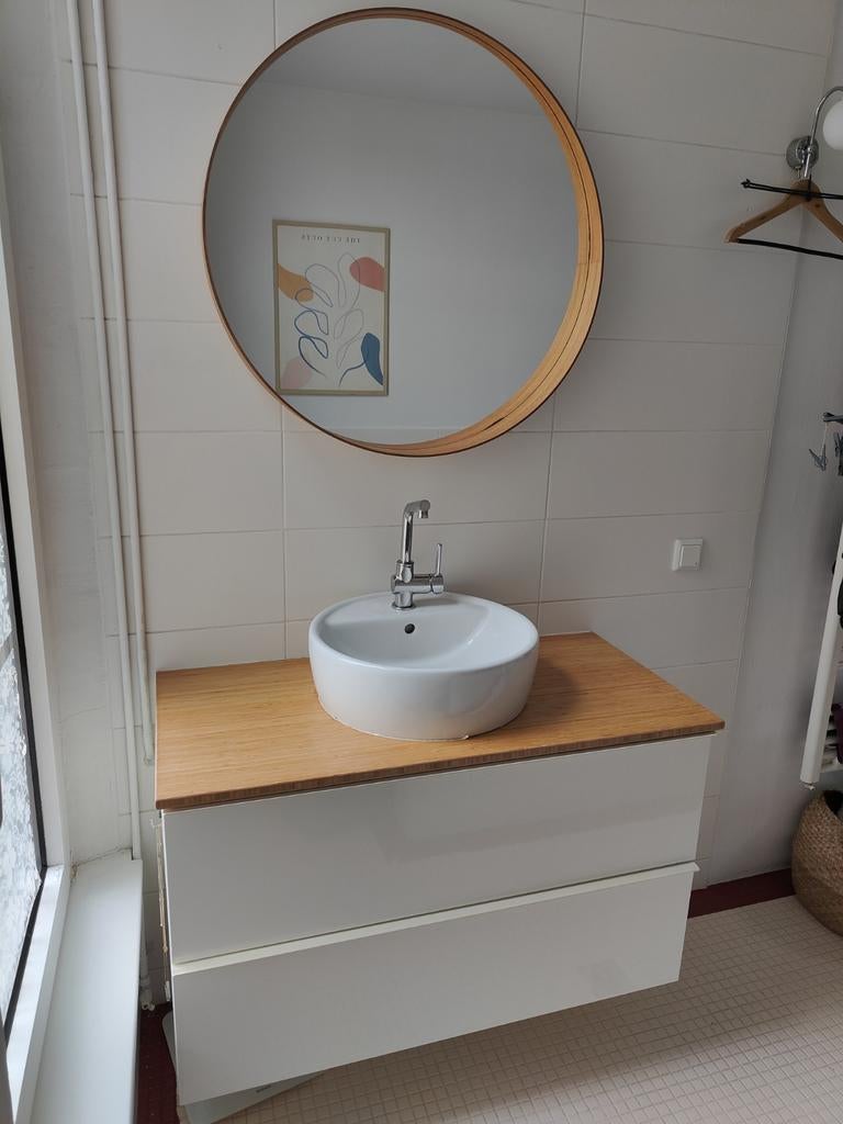 Ikea wastafel, badkamermeubel, en spiegel, Ophalen of Verzenden, Zo goed als nieuw