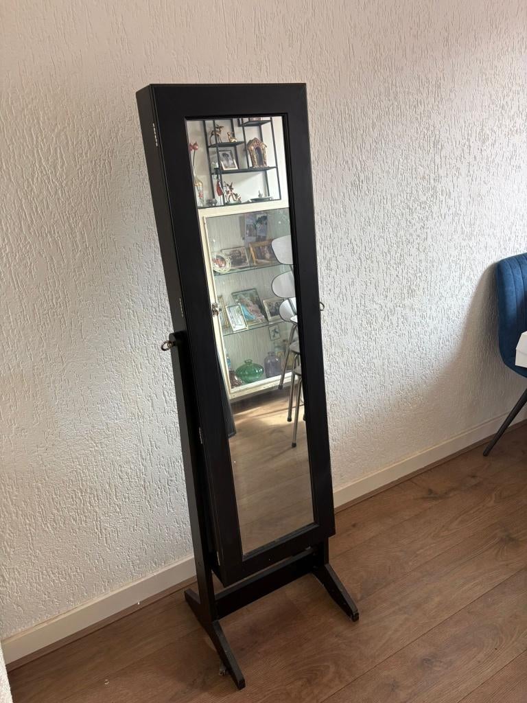 Lange spiegel en sieraden kast, Huis en Inrichting, Woonaccessoires | Spiegels, Ophalen, Minder dan 50 cm, Zo goed als nieuw, Minder dan 100 cm