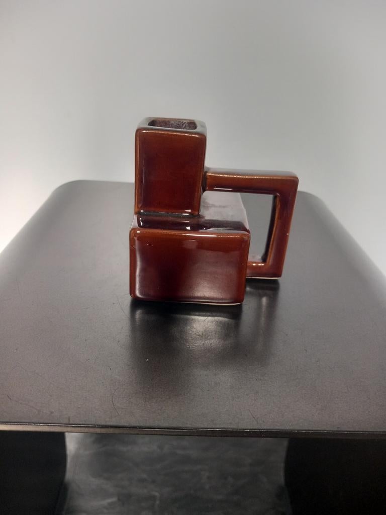 Vintage blokvaasje Afina Rijnsburg., Ophalen of Verzenden, Overige kleuren, Glas, Minder dan 50 cm