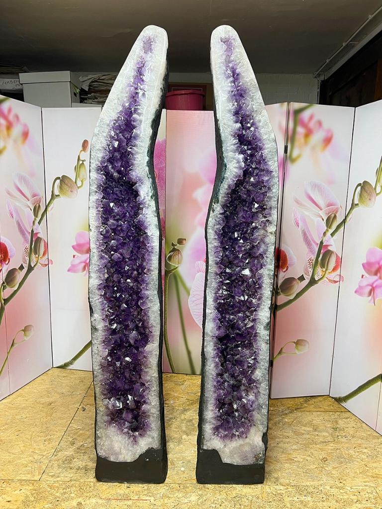 Amethist twin geodes (37 / 38)van 169 en 198 kg,diep paars M, Ophalen of Verzenden, Mineraal