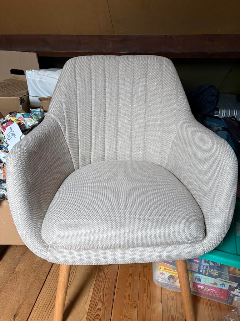 Mooie beige fauteuil, Ophalen of Verzenden, Zo goed als nieuw, 75 tot 100 cm, 50 tot 75 cm