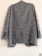 Stijlvol Grijs Jasje met Visgraatpatroon en Franjes, Kleding | Dames, Maat 42/44 (L), Ophalen of Verzenden, Zo goed als nieuw