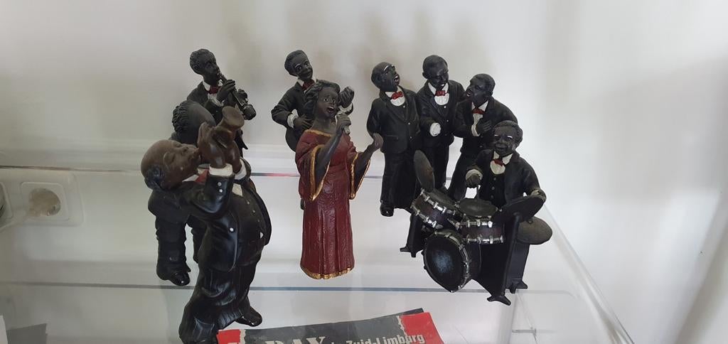 Vintage Beeldjes Muziekgroep Jazzband - 7 Stuks, Ophalen of Verzenden, Gebruikt, Mens