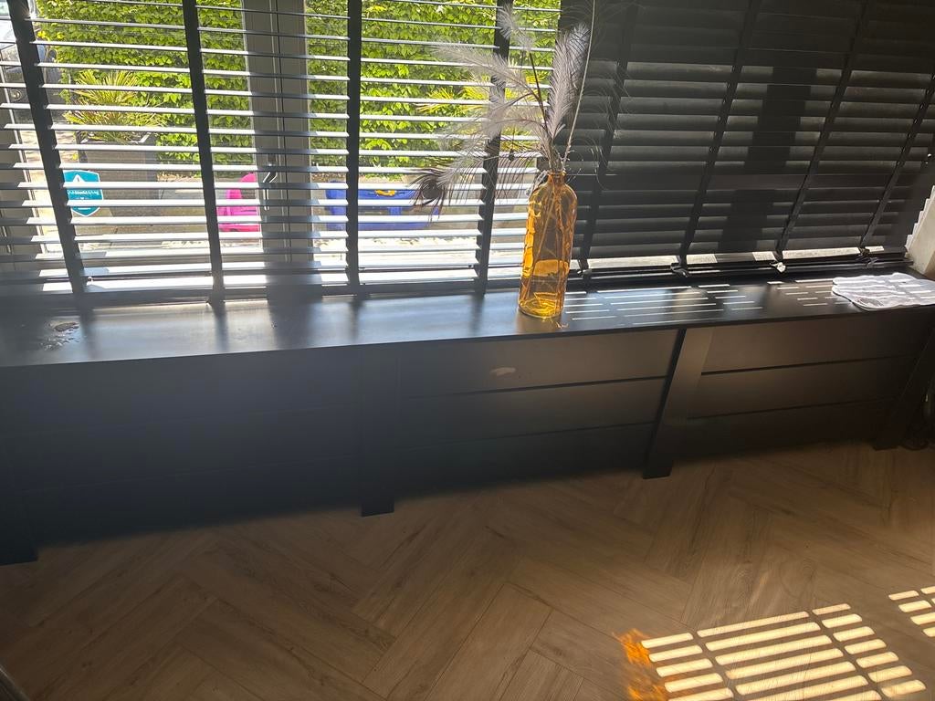 Zwarte vensterbank ombouw 305 cm (65 cm hoog), Ophalen, Gebruikt, 200 cm of meer, Met lade(s)