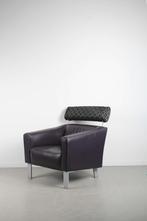 2x Leolux Patachou Fauteuil Paars Leer – Chroom, Niet ingevuld, Gebruikt, Minder dan 75 cm, Leer