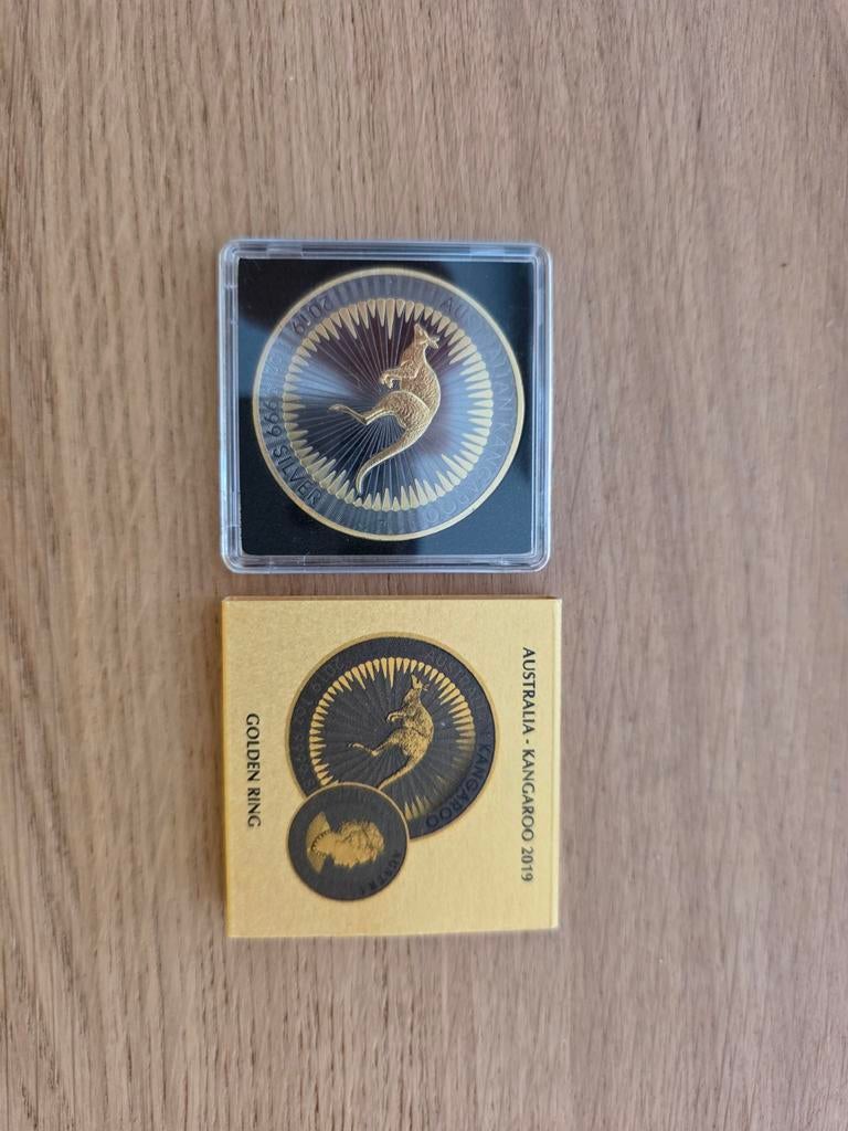 Australian Kangaroo 2019 Golden Ring 1oz zilveren munt, Verzenden