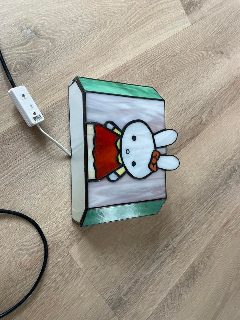 Uniek glas in lood nijntje lampje, Ophalen, Zo goed als nieuw, Glas