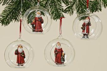 Kerstboomhanger, Kerstbal, Kerstman, Glasbol, Kerst, rood, Diversen, Kerst, Nieuw, Ophalen of Verzenden