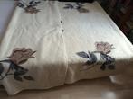 Zeer grote merino wollen deken dekbed bloemen roos 257-216cm, Gebruikt, Wit, Tweepersoons, Ophalen of Verzenden