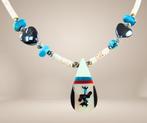 Prachtige NAVAJO heishi turquoise hematiet Kachina ketting!, Overige materialen, Overige kleuren, Verzenden, Zo goed als nieuw