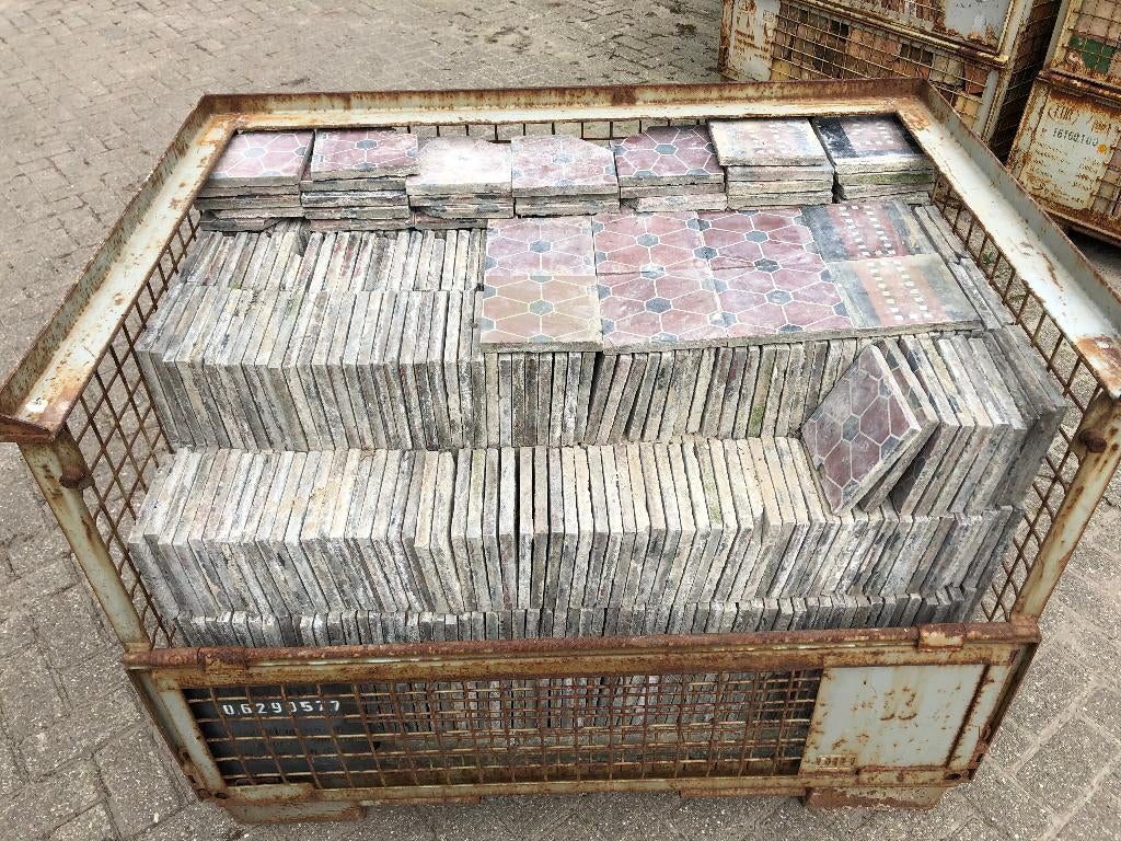 20m2 antieke vloertegels 17x17x2cm, Ophalen, Overige materialen, Gebruikt, Overige typen