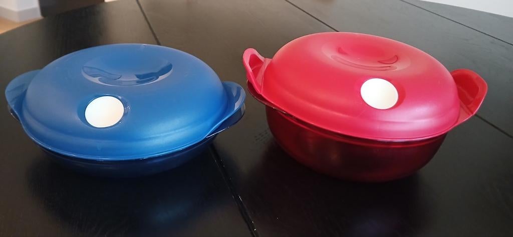 Tupperware Micropop Magnetron Schalen 0.7L en 1.5L zgan, Ophalen of Verzenden, Zo goed als nieuw, Blauw, Schaal