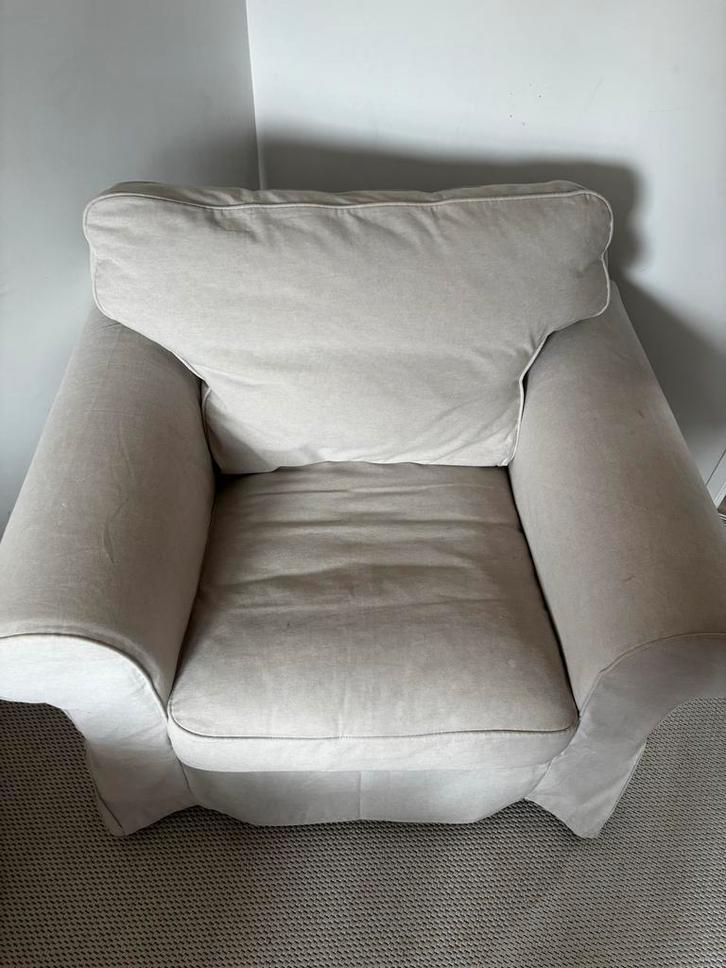 IKEA Ektorp fauteuil, Huis en Inrichting, Fauteuils, Zo goed als nieuw, Stof, 125 cm of meer, 75 tot 100 cm, Ophalen