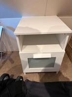 IKEA BRIMNES nachtkastje – wit – lade + open vak, Ophalen, Zo goed als nieuw, Minder dan 45 cm