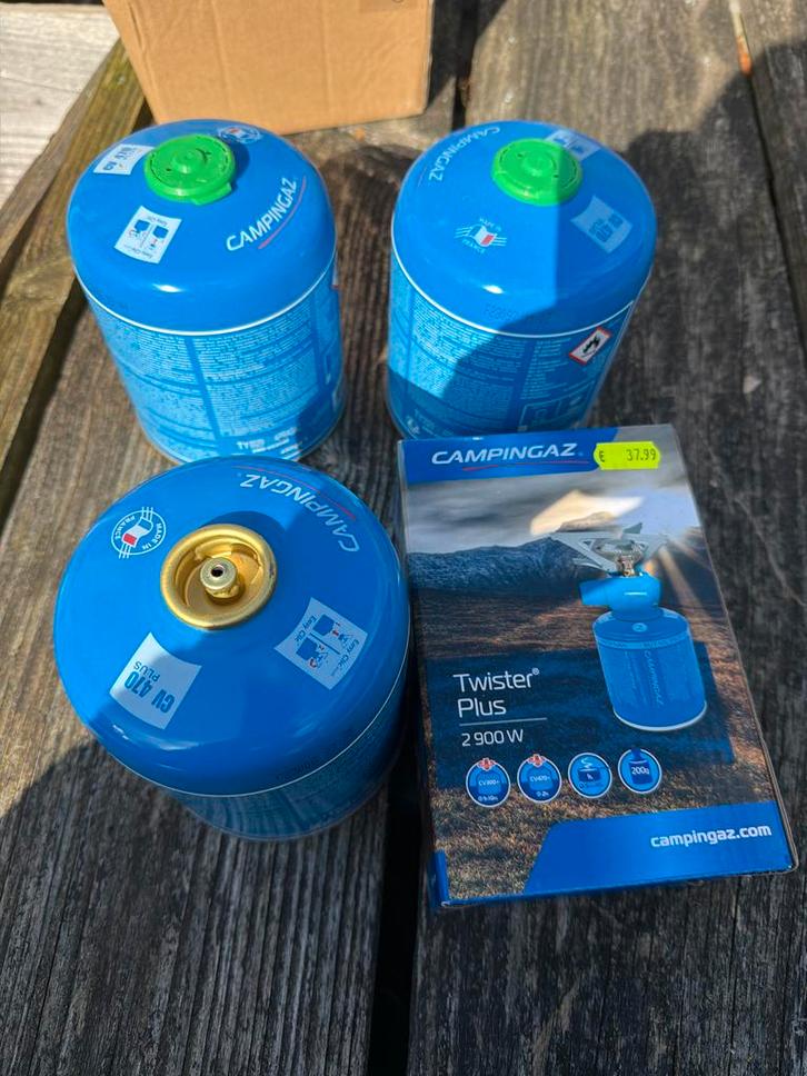 Campingaz CV470 Plus & Twister Plus Gasstel + Tankjes, Caravans en Kamperen, Kampeeraccessoires, Zo goed als nieuw, Ophalen