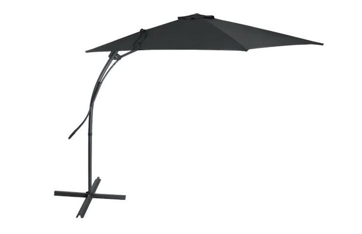 Feel Furniture Parasol donkergrijs 3 m + voet zonder tegels, Tuin en Terras, Parasols, Nieuw, Zweefparasol, Ophalen