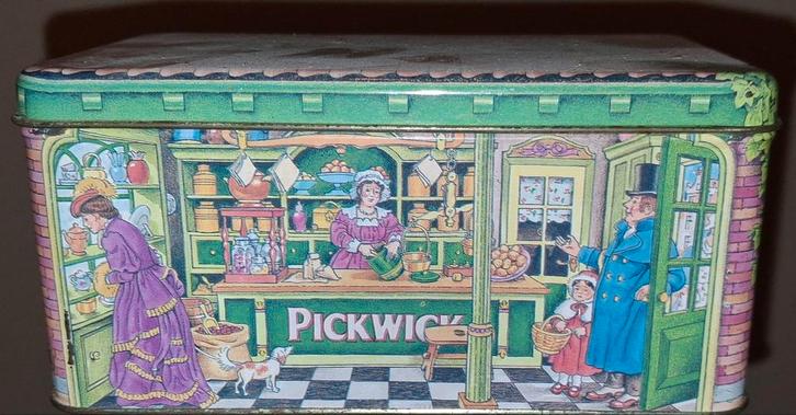 Vintage Pickwick theeblik - Nostalgisch design, Verzamelen, Blikken, Gebruikt, Thee, Pickwick, Ophalen of Verzenden