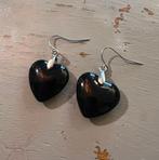 Vintage toermalijn zilveren halfedelstenen oorbellen hangers, Overige materialen, Hangers, Ophalen of Verzenden, Zo goed als nieuw