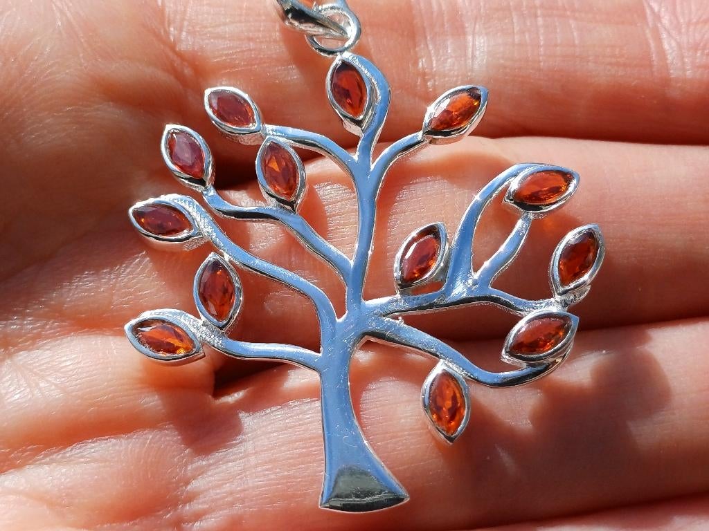 Vanoli 925 zilver kettinghanger boom levensboom oranj topaas, Daiva1973@hotmail.com, Vanoli, Amsterdam, Nieuw