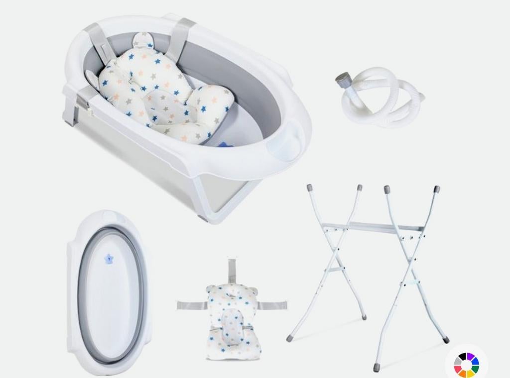 Opvouwbaar babybadje met standaard en badkussen, Kinderen en Baby's, Zo goed als nieuw, Badje, Standaard, Ophalen