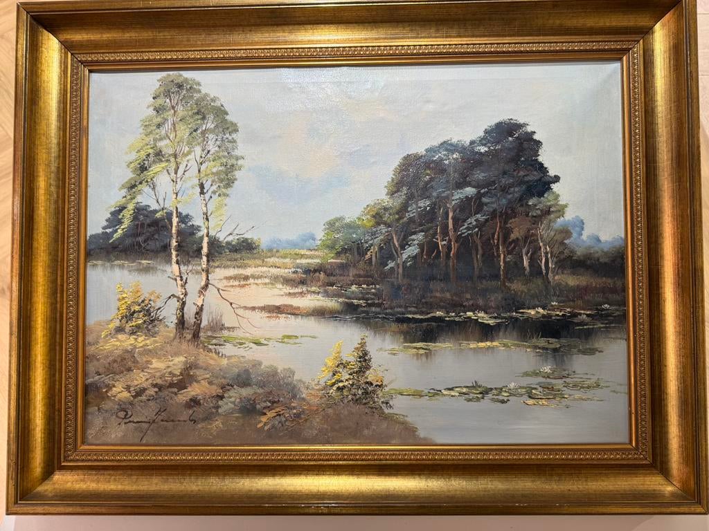 Landschap schilderij Pierre Jacobs, Antiek en Kunst, Kunst | Schilderijen | Klassiek, Ophalen of Verzenden