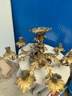 Antieke Bronzen Kandelaar met Bladmotieven, Antiek en Kunst, Antiek | Kandelaars, Ophalen of Verzenden, Koper of Brons