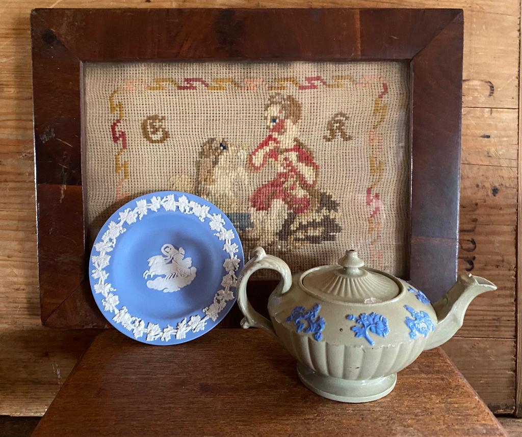 Geglazuurd drabware theepotje, blue Jasper *Nous deux*, Ophalen of Verzenden