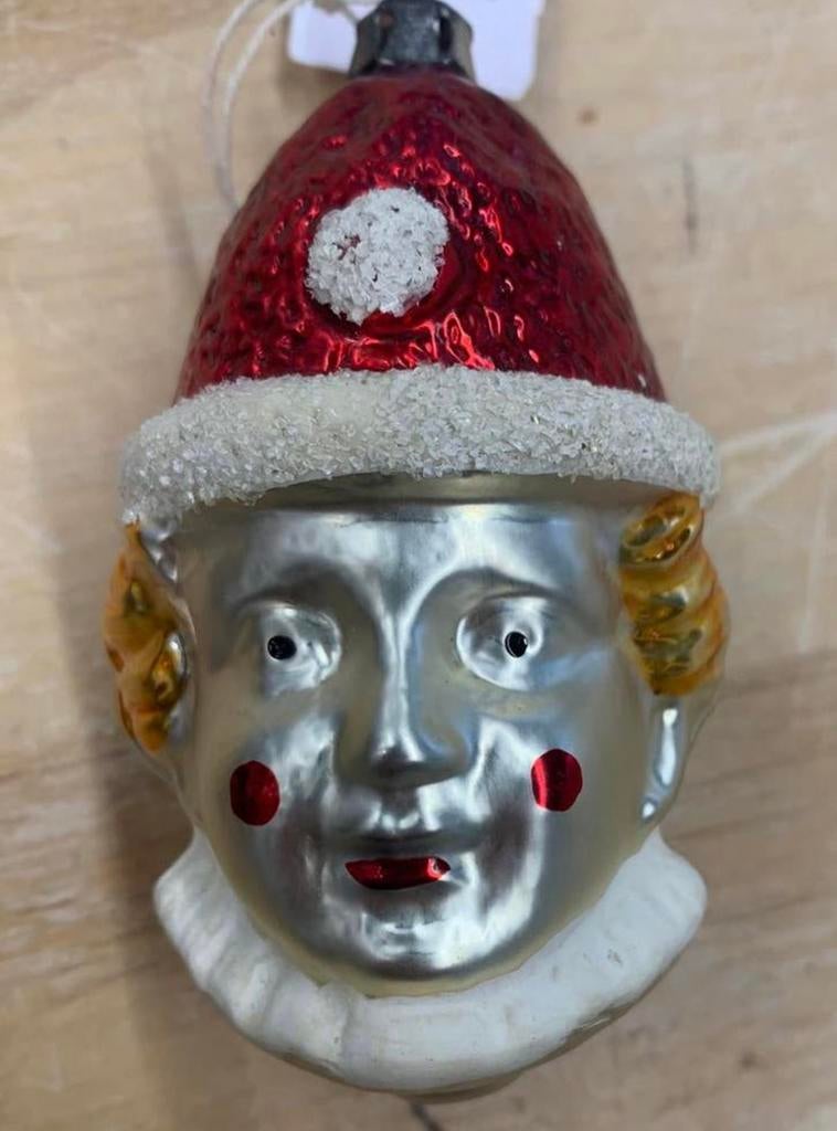 Kerstbal vintage echte oude clown Antieke kerstbal, Ophalen of Verzenden