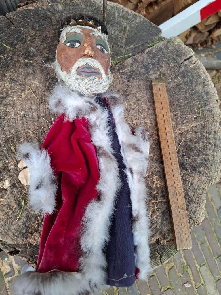 Antieke poppenkastpop papier-maché 37 cm, Ophalen of Verzenden