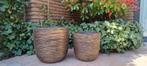 2x Grote Capi Europe bloempot, nature rib NL, goud/zwart, Tuin en Terras, Bloembakken en Plantenbakken, Kunststof, Minder dan 60 cm