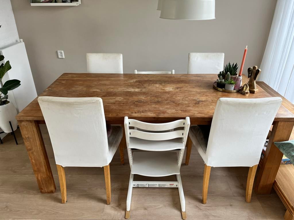 Teak eettafel 200x100 gratis, Ophalen, Gebruikt, 100 tot 150 cm, Teakhout