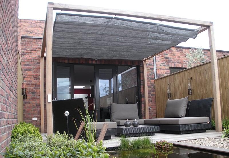 CamoBo bHarmonicadoek grijs 250x300 cm (afgeknipt), Tuin en Terras, Schaduwdoeken, Ophalen of Verzenden, Gebruikt