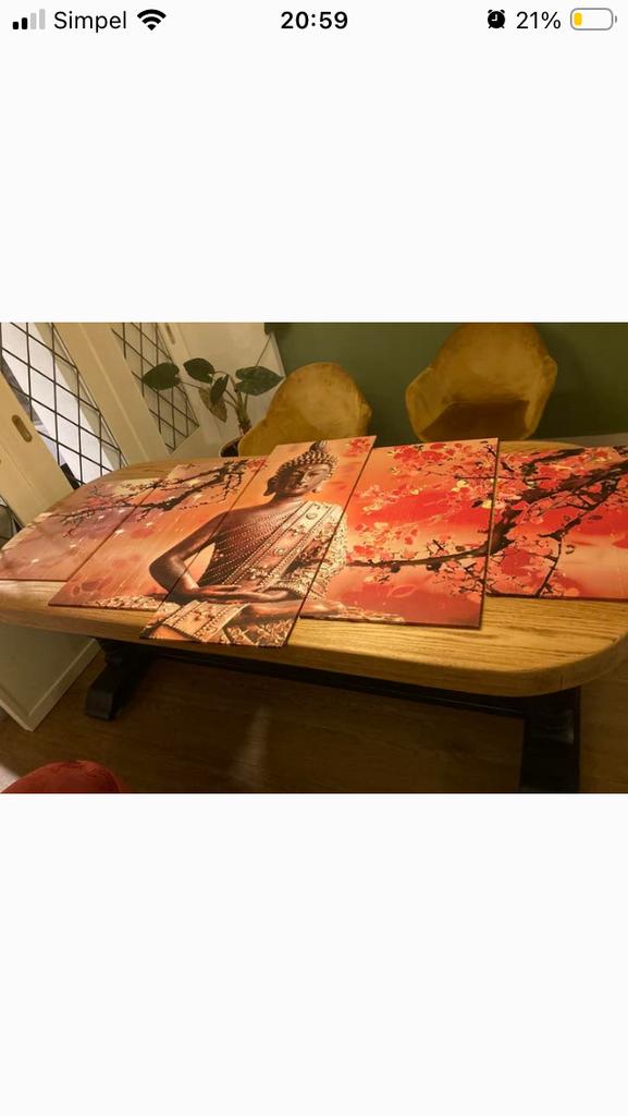 Buddha schilderij, Ophalen, Zo goed als nieuw, Eenpersoons, Hout