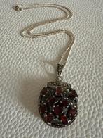 S262/Vintage/Antieke 925  GRANAAT-MARCASIET ketting, Gebruikt, Verzenden, X, Zilver