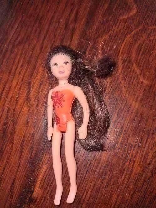 polly pocket popje met bruin lang haar nr 5, Ophalen of Verzenden, Zo goed als nieuw, Pop