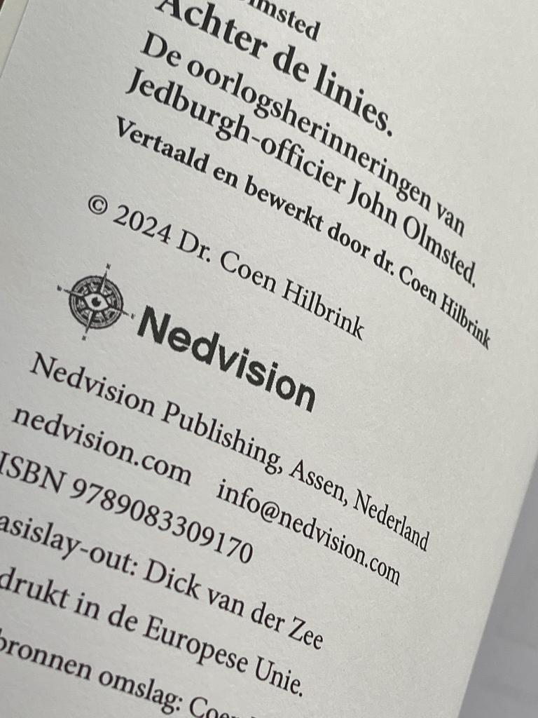 Achter de linies. De oorlogsherinneringen van John Olmsted, Verzamelen, Militaria | Tweede Wereldoorlog, Ophalen of Verzenden