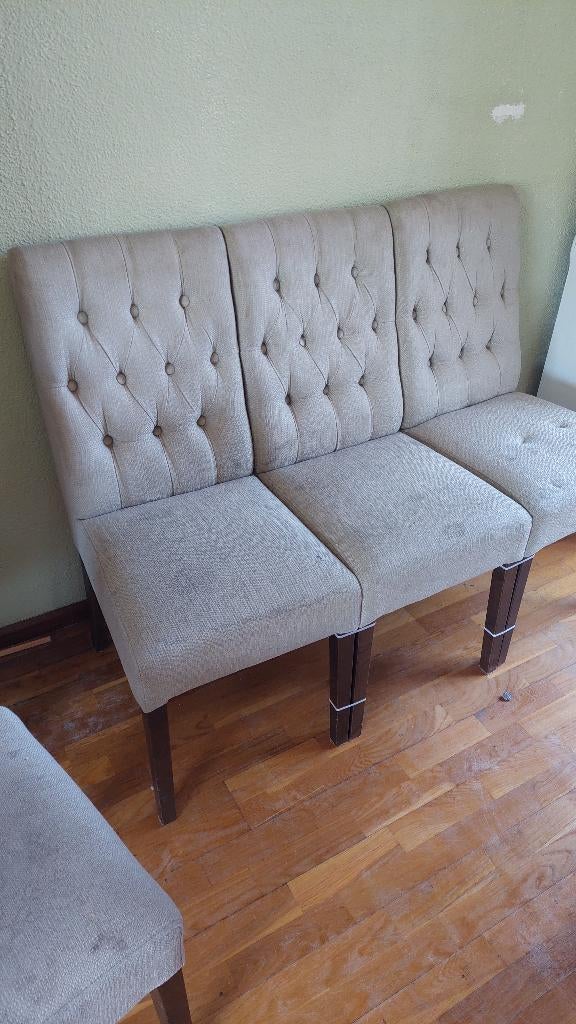 Grijze eetkamerstoelen 6 stuks, Ophalen, Gebruikt, Grijs