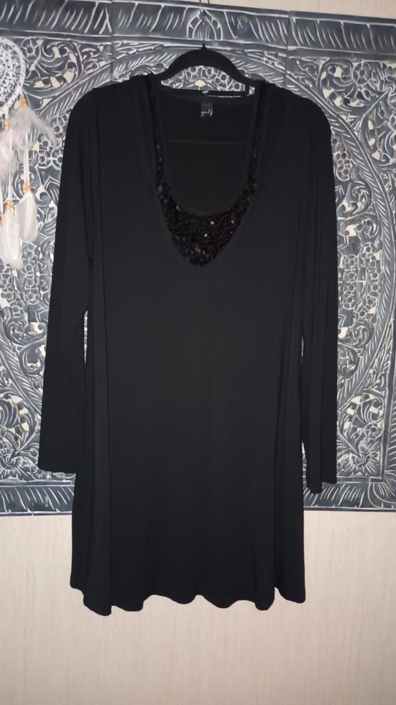 Yoek Tuniek Maat L 46/48 - A-lijn, Lange Mouwen, Kleding | Dames, Blouses en Tunieken, Nieuw, Maat 46/48 (XL) of groter, Zwart