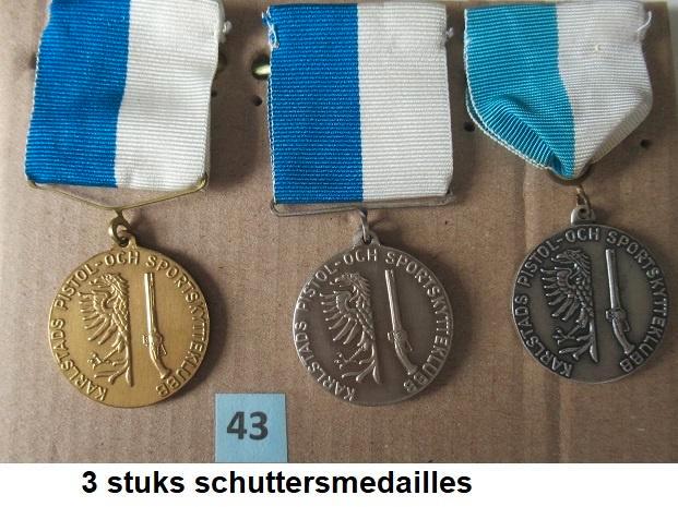 set 3 stuks Zweedse schietsport medailles (43), Postzegels en Munten, Penningen en Medailles, Overige materialen, Buitenland, Ophalen of Verzenden