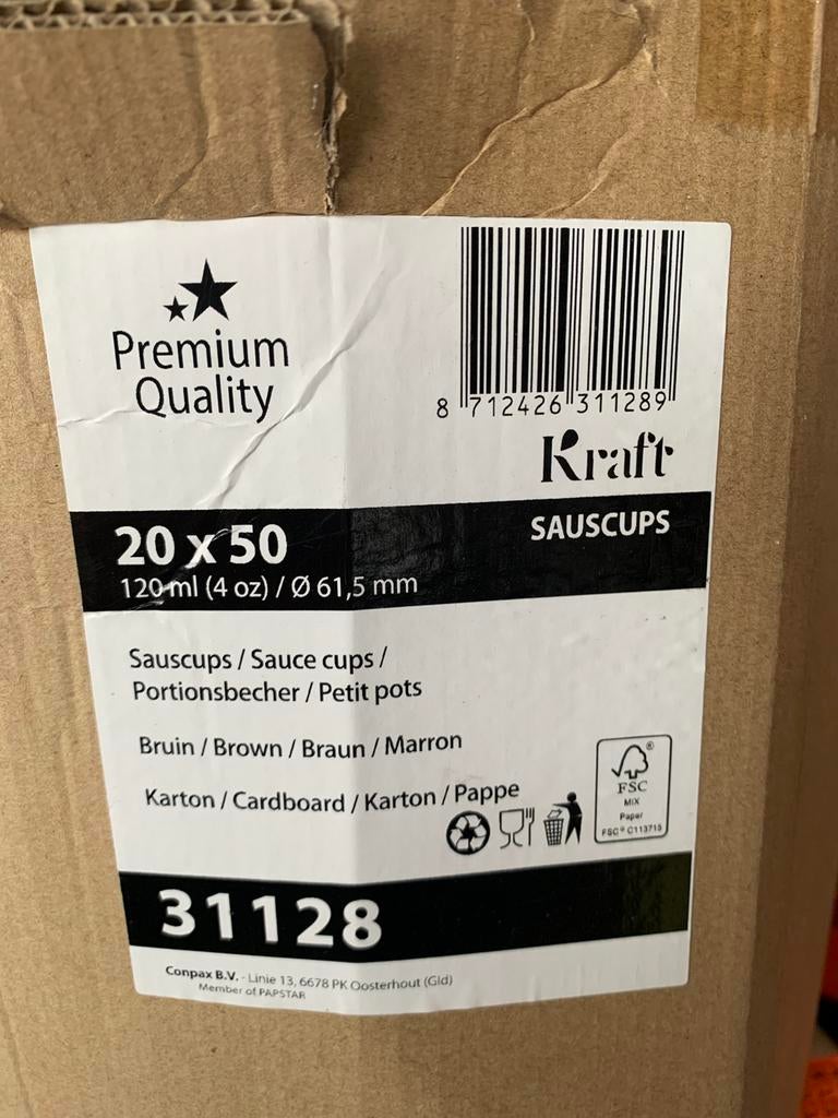 Sauscups 20x50 stuks a 120ml, Ophalen of Verzenden, Nieuw