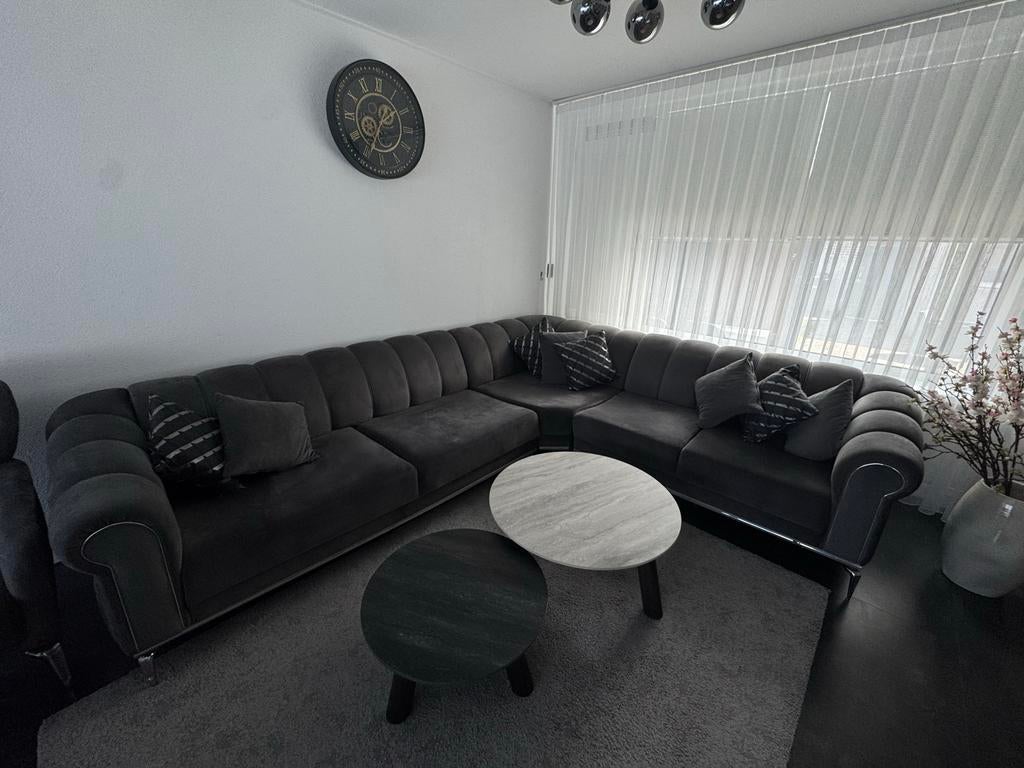 Hoekbank en fauteuil, Ophalen, Gebruikt, Stof, 75 tot 100 cm