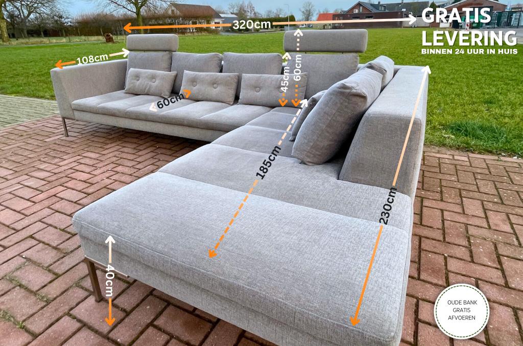 Montel Grijze Stoffen Hoekbank – Gratis Levering NL, Huis en Inrichting, Banken | Bankstellen, 75 tot 100 cm, Ophalen of Verzenden