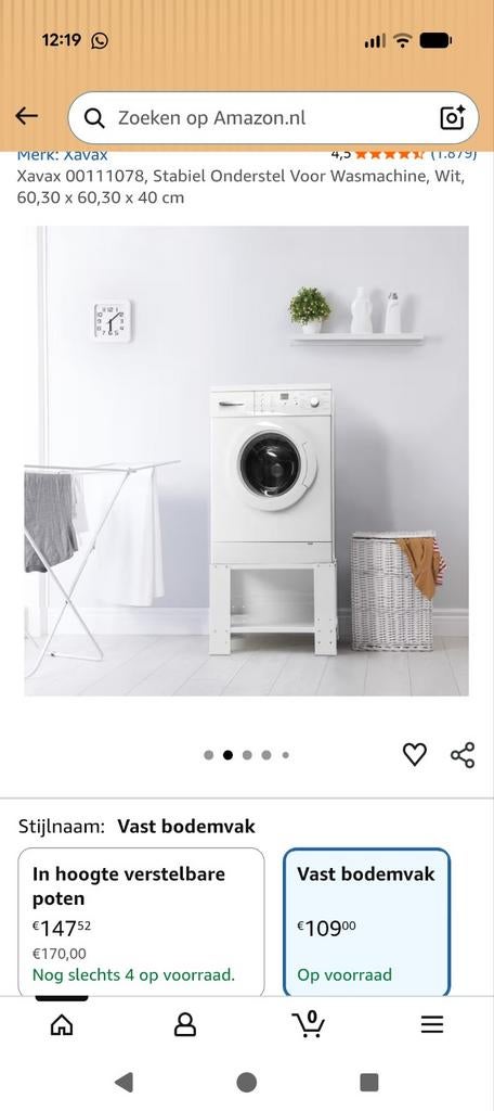 Kast voor wasmachine en droger op elkaar in cashmere beige look