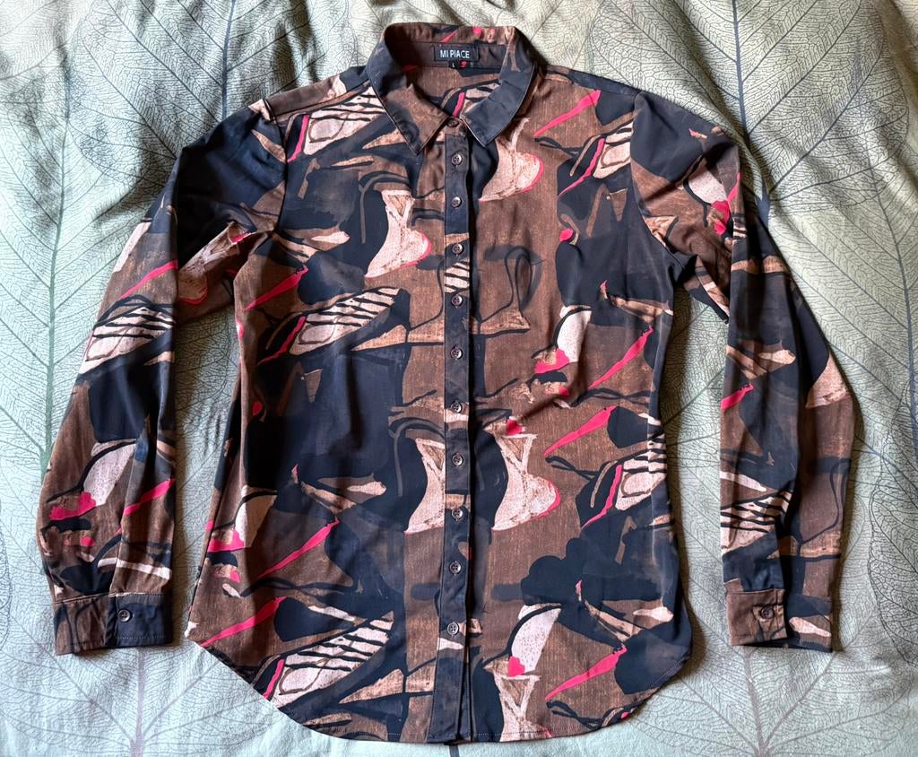 Mi Piace travelstof blouse maat L, Kleding | Dames, Blouses en Tunieken, Ophalen of Verzenden, Zo goed als nieuw, Maat 42/44 (L)