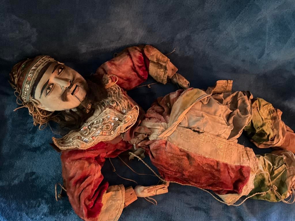 Zeer grote oude antieke Marionette van hout 70 cm anno 1900, Ophalen of Verzenden