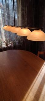 Hanglamp boven grote tafel, halogeen, dimbaar., Huis en Inrichting, Lampen | Hanglampen, Ophalen, Gebruikt, Bronskleurig, Glas