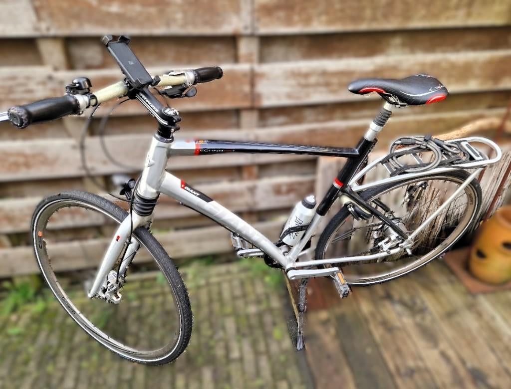 Giant Techno CS1 carbon/alu fiets voor lange mensen XL frame, Gebruikt, Versnellingen, 61 tot 65 cm, Schijfrem