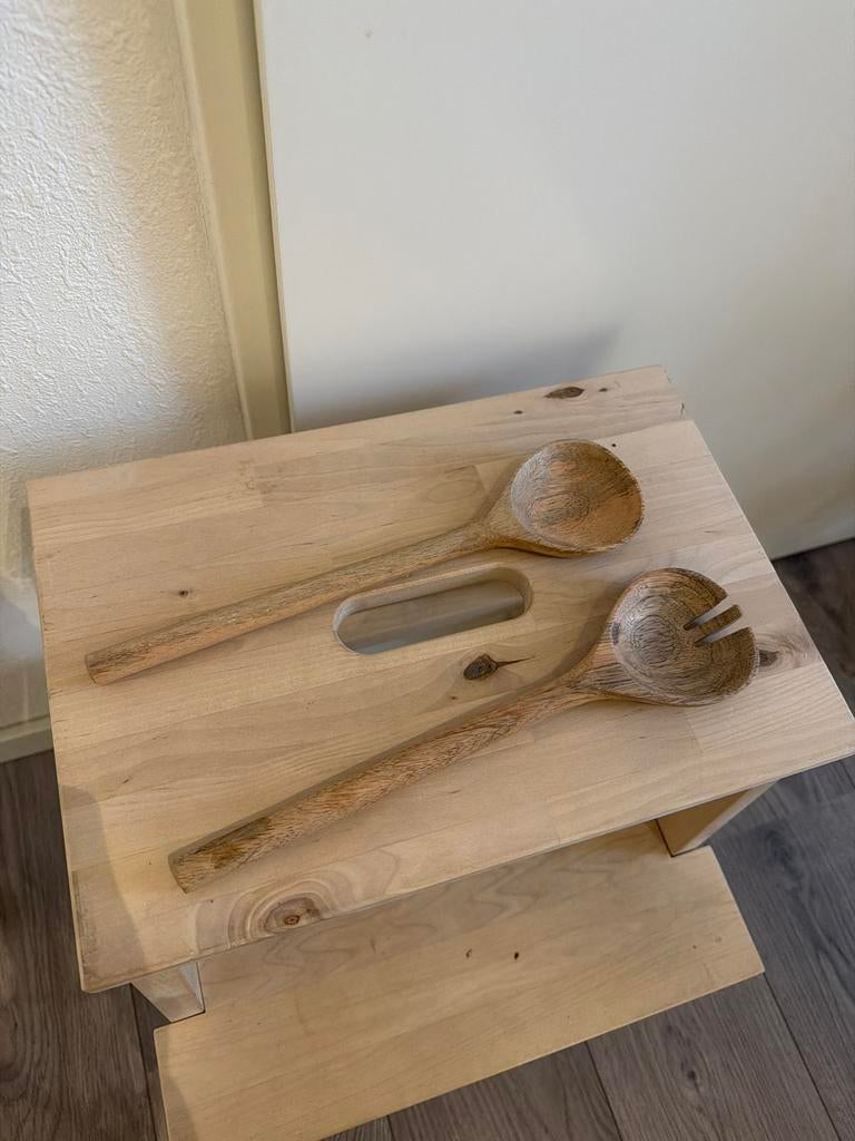 Houten Linda loves bestek set/ sla set, Ophalen of Verzenden, Nieuw