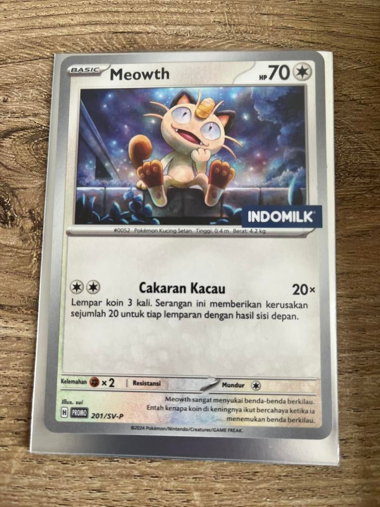 Meowth Indomilk Pokémon promo, Ophalen of Verzenden, Nieuw, Losse kaart