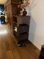 Bijzettafels eiken 3 stuks, Minder dan 45 cm, Gebruikt, Vierkant, Hout